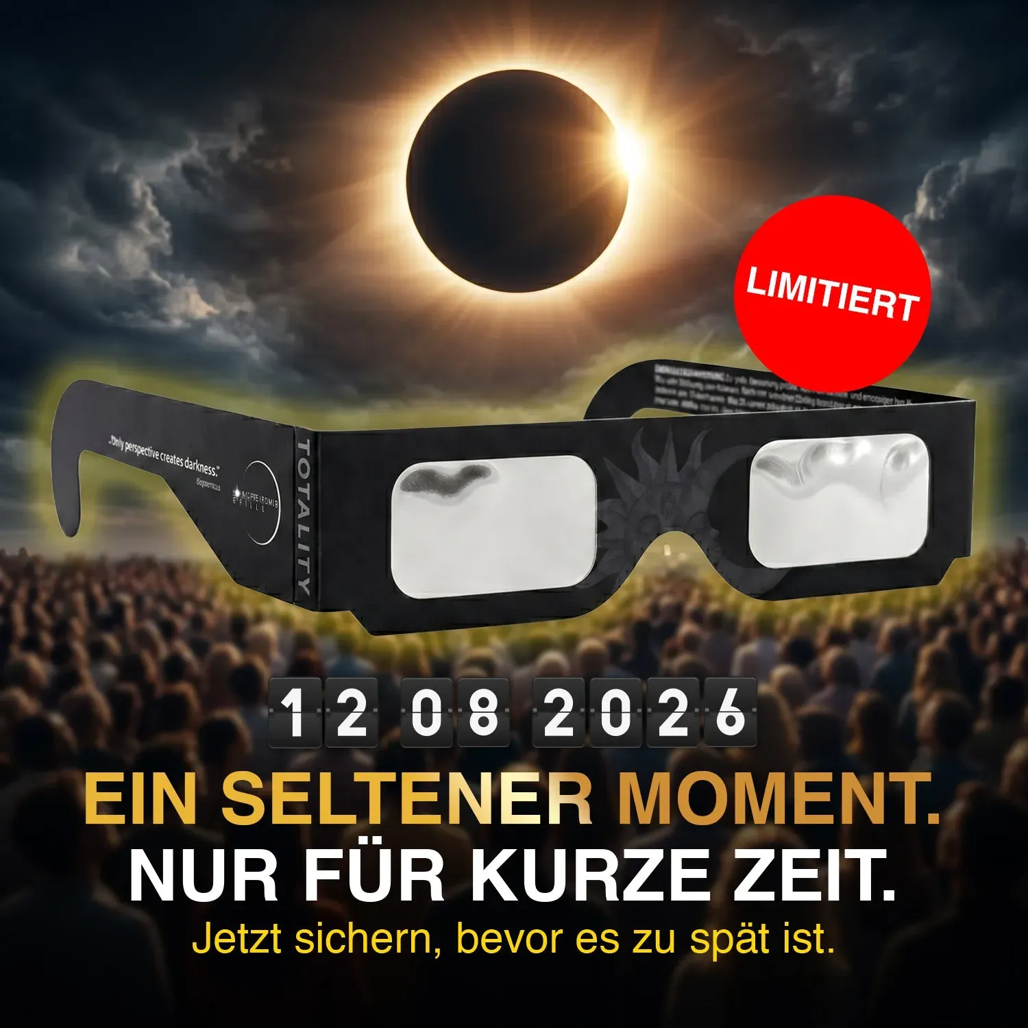 Sonnenfinsternisbrille 2026  | CE & ISO 12312-2 zertifiziert