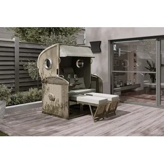 SUNNY SMART Rustikal 305 Z Comfort XL Strandkorb, stone-grey, Geflecht/Pinienholz, inkl. Rückholfedern