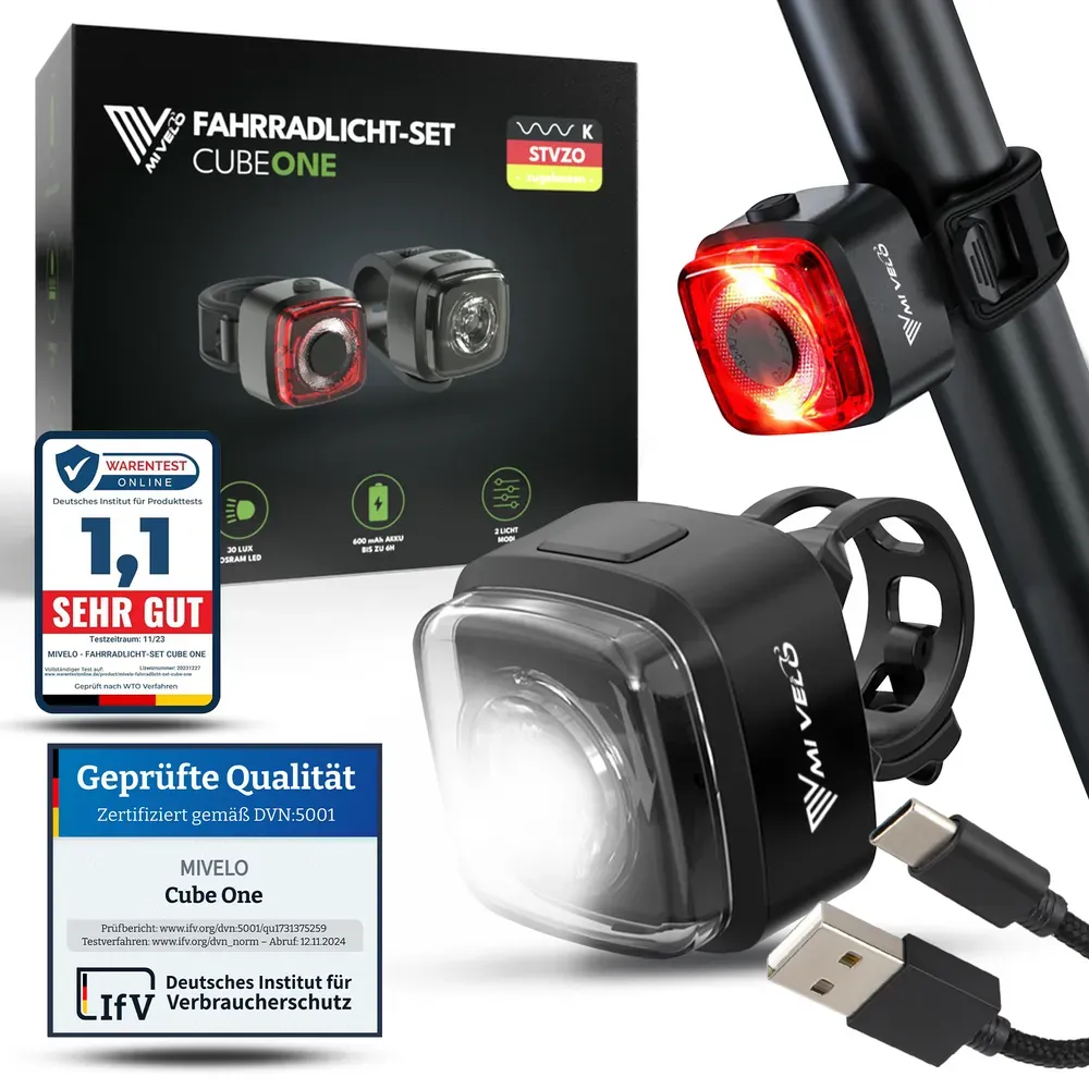 Fahrradlicht Set 30 LUX „CUBE ONE“ - oft gekauft,Zubehör