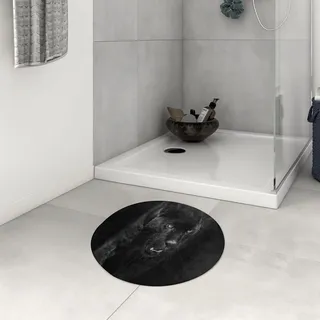 DHAEY Badezimmerteppich rutschfest Panther im Dunkeln Waschbar Teppich rund Weich Flauschig Badteppich Weich Kurzflor Mikrofaser Badvorleger 60 cm