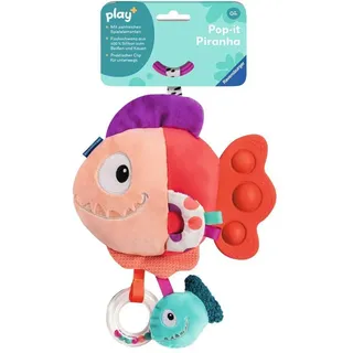 Ravensburger 4871 Play+ Pop-it Piranha (rot), Kuscheltier mit vielen Spieleffekten, Baby-Spielzeug ab 0 Monaten