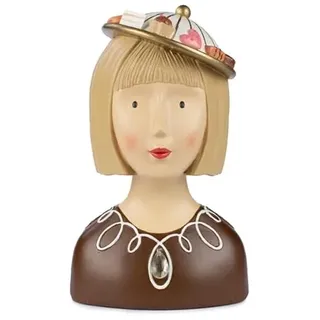 ETC Baden Collection Lady Hilke mit Deckelhut mit Pralinen, h 28 cm, braun, Gipsbüste, Dekoaufsteller