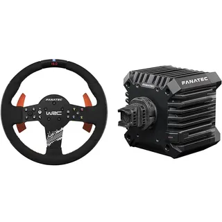 FANATEC CSL Elite Offiziell Lizenziertes WRC Rallye Sim Racing Lenkrad + CSL DD QR2 Wheel Base – Alcantara-Bezug, 5 Nm Direct Drive Base – PC