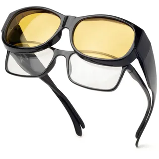 Face Shadow Nachtsichtbrille für Autofahrer, Polarisierte Nachtfahrbrille Damen Herren, Nachtbrille zum Autofahren, Night Driving Glasses Ultra Leicht - 143 mm