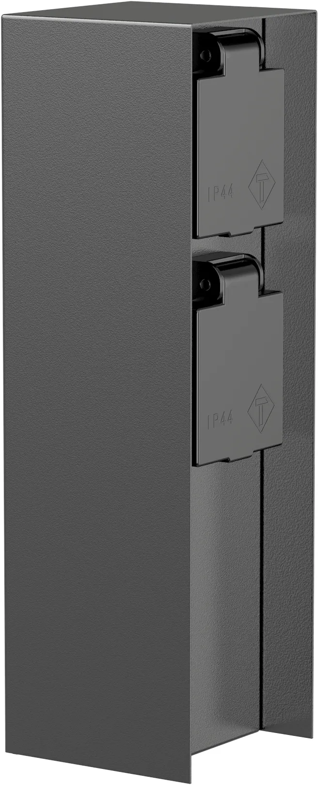 ledscom.de Garten Steckdosensäule POMI für außen, IP44, 2-fach, Edelstahl, anthrazit, eckig, 23 cm