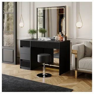 Vicco Schminktisch Omira Schwarz 120 cm mit Hocker