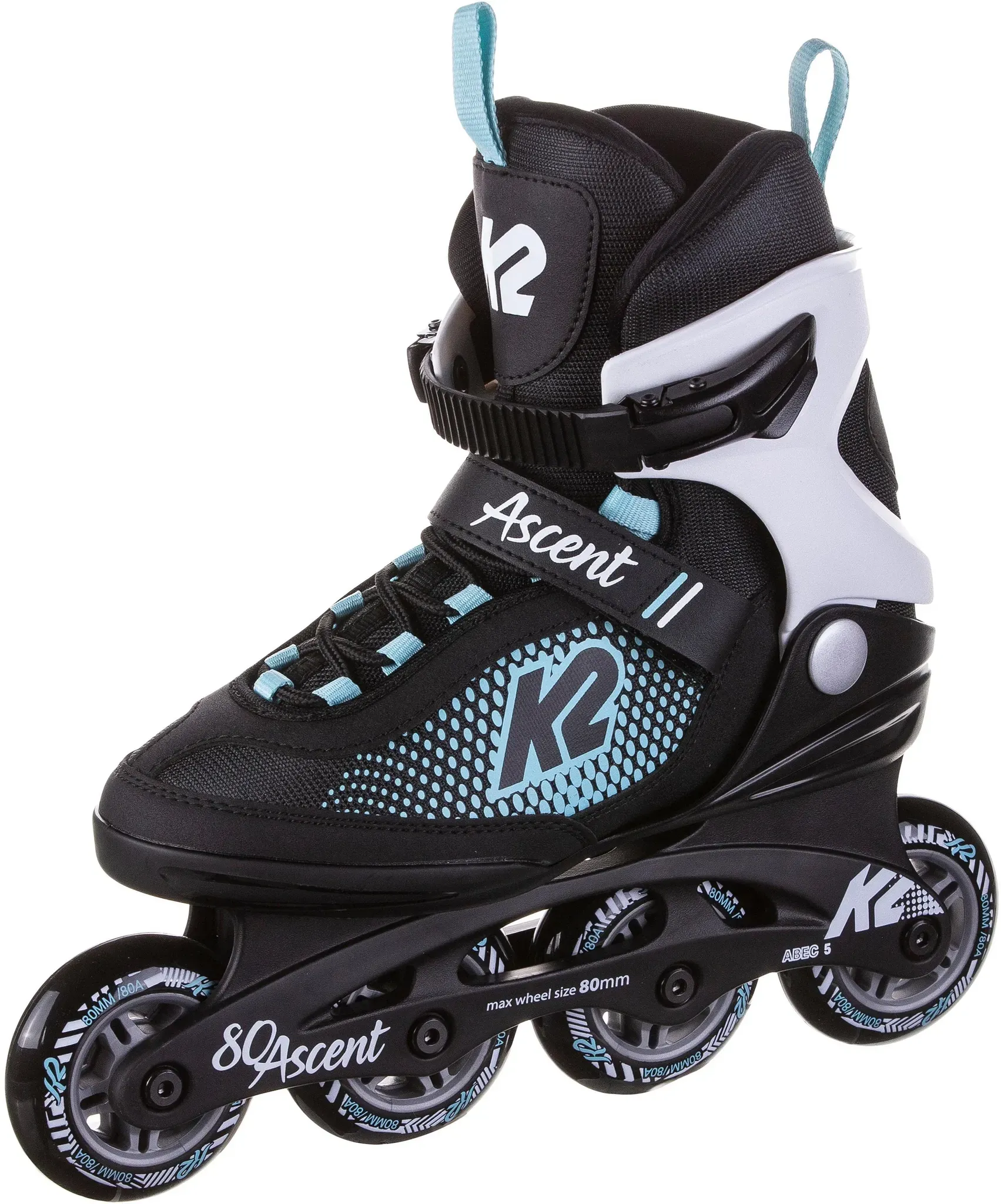K2 ASCENT 80 Fitness Skates Damen in black-white-turquise, Größe 37 - türkis