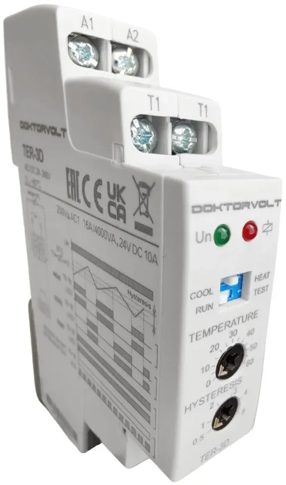 ELKO Thermostat zur Temperaturüberwachung und -regelung im Bereich von 0 bis +60 °C einstufig TER-3D