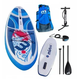 Mistral SUP Board Stand Up Paddle Surfboard aufblasbar Paddel SUP-Paddel, Hochwertiges Zweikammersystem & 70 kg & 250 x 70 x 12 cm blau