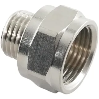 Reduziernippel mit zylindrischem Außen- und Innengewinde Messing vernickelt Fittinge Druckluft Wasser Installation (AG: G 1/4" x IG: G 3/8")