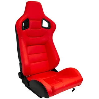 AUTO-STYLE Sportsitze 'RK' - Rot Kunstleder - Doppelseitig Verstellbare Rückenlehne - inkl. Laufschienen