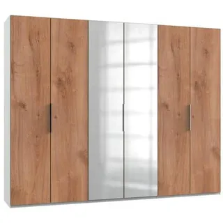 Level 300 x 236 x 58 cm Plankeneiche Nachbildung/weiß mit Spiegeltüren