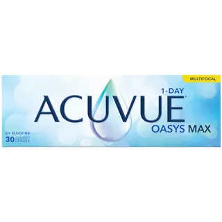 ACUVUE OASYS MAX 1-Day MULTIFOCAL Tageskontaktlinsen – 30 Gleitsichtlinsen für den Nah-, Zwischen- und Fernbereich – Tageskontaktlinsen mit +5.50 dpt und BC 8.4 – UV Schutz & angenehmes Tragegefühl