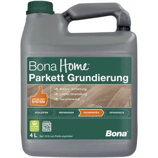 Bona Home Parkett Grundierung 4 L, Holzgrundierung, Klarlack, Holzschutzgrund, Holzboden Parkettlack, Parkettpflege versiegeltes Parkett