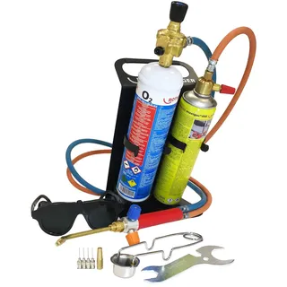 ROTHENBERGER Industrial Autogenschweiß- und Hartlötgerät Roxy Kit Plus, inkl. 1 x Sauerstoffeinwegflasche 110bar-930 ml und 1 x Maxigas-600 ml und umfangreichem Zubehör