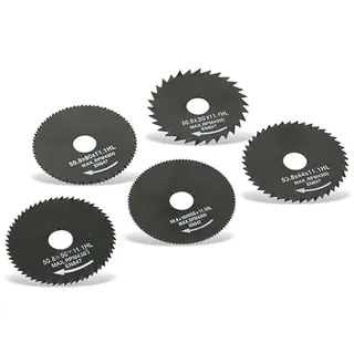DAYTOOLS Mini-Sägeblätter SB-50.8-5 | 5-teiliges HSS-Sägeblätter Set | Außen-Ø 50,8 mm | Innen-Ø 11,1 mm | Drehzahl max. 4300 U/min | 44, 60, 80 und 100 Zähne | Ideal für Mini-Handkreissägen