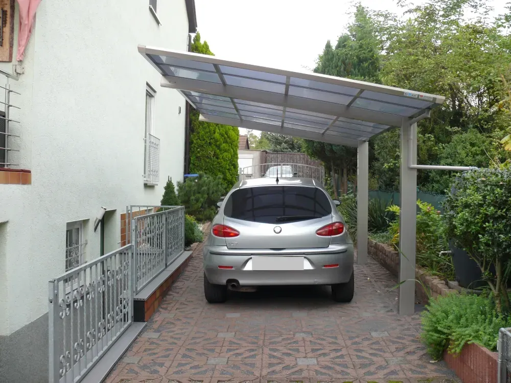 Aluminium Design-Carport Pultdach Edelstahllook Schneelast 75 kg/qm