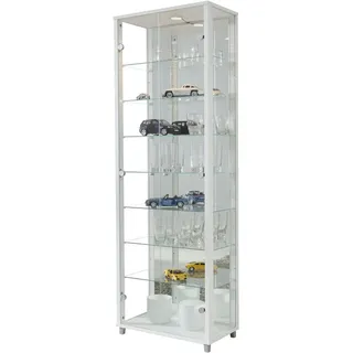fif Möbel Vitrine OPTIMA Standvitrine/Glasvitrine 2x Glastür,perfekt für Sammler,Sammlervitrine weiß