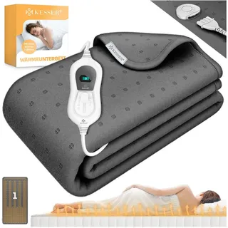 Kesser KESSER® Wärmeunterbett mit Abschaltautomatik Fernbedienung Heizdecke mit 3 Temperaturstufen Wärmebettunterlage fürs Bett Matratzenheizung Wärmedecke aus weichem Vlies Heizkissen