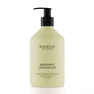 Jean&Len Jean & Len Heavenly Hand- & Body Balm Bergamot & Cedarwood, für ein duftendes Pflegeerlebnis, mit Bio-Arganöl und Sheabutter, Hochwertige Flasche, ohne Parabene & Silikone, 500 ml