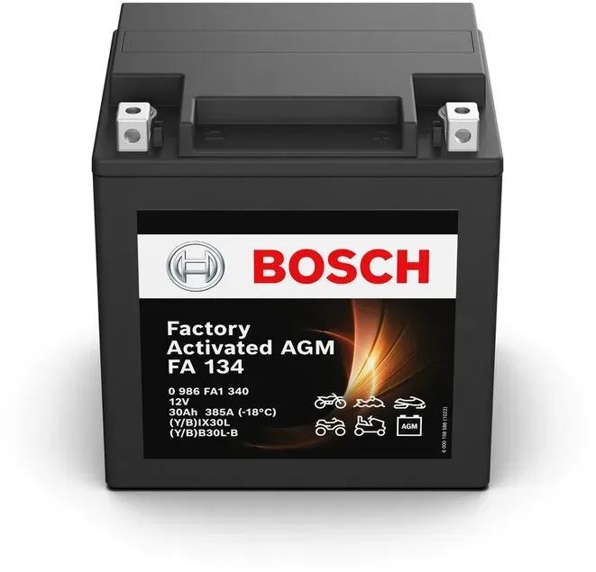 Motorradbatterie BOSCH 0 986 FA1 340 AGM 12V 30Ah 385A FA134