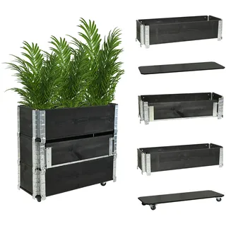 Baumarktplus Hochbeet auf Rollen Kräuterbox 80x30x68 cm mobil schwarz für Garten und Balkon