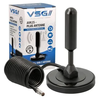 VSG VSG24 DVBT2 Antenne - HDTV Zimmerantenne für Fernseher, max. Signalqualität durch ALU-Kern, 5m Kabel DVB-T2 Antenne Fernseher freenet tv innen außen