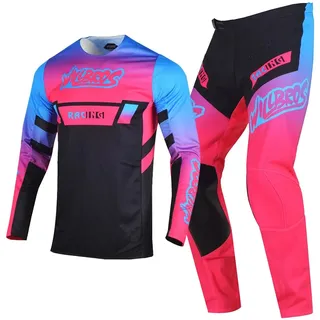 Willbros Motocross Jersey und Hose Set Anzug Offroad MX Enduro MTB Motorrad Mountainbike Fahrrad Rennen Frauen Rosa (Jersey XXXL Pants 40) - Jersey XXXL / Pants 40