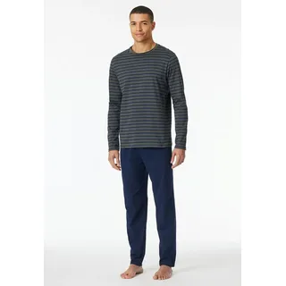 SCHIESSER Pyjama Schlafanzug lang - Casual Essentials in Anthrazit, Blau | Gr.: 106