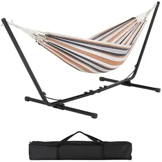 Hängematte Hängeliege mit Gestell Camping Outdoor für 2 Personen mit Tragetsche