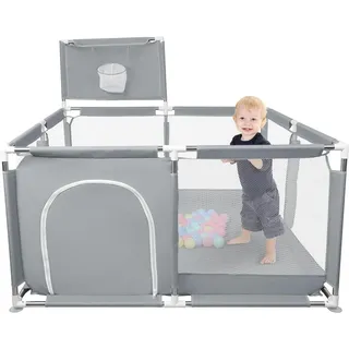 Laufgitter für Babys, modular, großer Laufstall für Kleinkinder, Aktivität für Kinder, mit Ball, modular, faltbar, großer Laufstall für Kleinkinder mit Tür, mit Reißverschluss, 126 x 126 x 66 cm