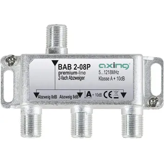 Axing BAB2-08P 2fach Abzweiger 8dB, 5-1218MHz, brummentkoppelt, Klasse A+, Vodafone BAB00208P