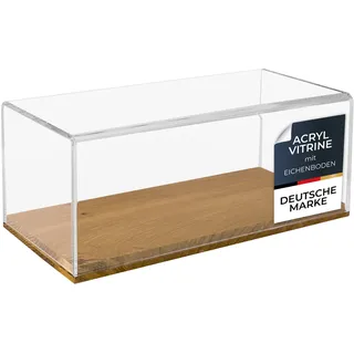 HMF 46874 Acryl Vitrine mit Holzsockel für Modellautos, 34 x 16 x 14 cm, Transparent