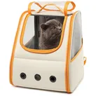 Haustier Hunde Katzen Rucksack mit Netzfenster Haustiere Reisen Atmungsaktive Tragbar Transportrucksack Transporttasche für Haustiere Reisen bis zu 5,9 kg(Beige)