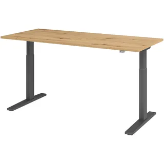Hammerbacher XMKA19 elektrisch höhenverstellbarer Schreibtisch asteiche rechteckig, C-Fuß-Gestell grau 180,0 x 80,0 cm