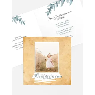 Einladungskarten Kommunion selbst gestalten mit Spruch und Fotos im Onlinedesigner bei Meine-Kartenmanufaktur.de