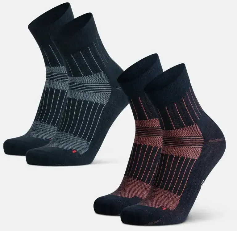 MERINO RUNNING QUARTER SOCKEN - 2-Pack - Marineblau/Hellblau | Marineblau/Orange - 43-47
