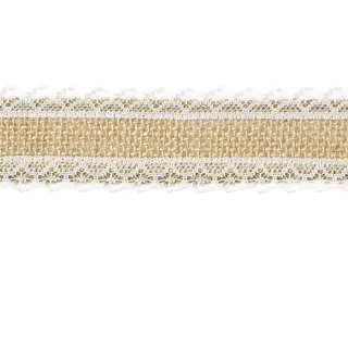 Partydeco Juteband 4cm x 5m Rolle mit Spitze Jute Band Hochzeit Schleifenband Geschenkband Vintage natur weiß / Jute tape with lace 4x500cm
