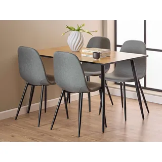 Actona GROUP »Essgruppe, Esstisch mit Stühlen, für das Esszimmer«, (Komplett-Set, 5 St., 1x Tisch + 4x Stuhle), Rechteckiger tisch aus Wildeiche Melamin & dunkelgraue Stühle