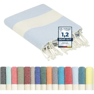 furora Holiday Strandtuch groß 100x200 cm: Baumwolle, leicht lang dünn kompakt - Premium Qualität | Hamamtuch Saunatuch, Fouta Strandhandtuch XXL | Damen & Herren Badetuch Stranddecke Picknickdecke