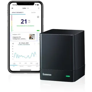 Ecosense EQ100 EcoQube, Digitaler Radon-Detektor, Schnelle Erfassung schwankender Werte, Kurz- & Langzeitüberwachung mit Trenddiagrammen, Fernzugriff auf Daten, Wi-Fi 2,4 GHz Netzwerke nur