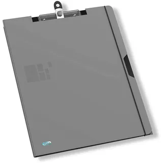 Oxford Klemmbrett-Mappe, mit Clip, Aufhängeöse und Stiftehalter, grau