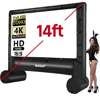 Pro Aufblasbarer Outdoor-Film-Projektor-Leinwand, 4,6 m, Outdoor-Projektionsleinwand, Mega-Projektor-Leinwand für Vorder- und Rückprojektion, inklusive Aufblasventilator, Bodenpfähle, Spanngurte und
