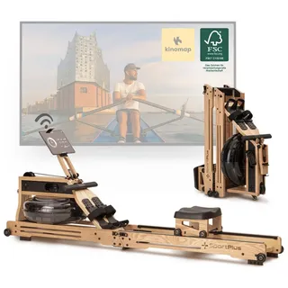 Sportplus Klappbares Wasserrudergerät aus Eichenholz, App, Trainingscomputer Einheitsfarbe NO SIZE