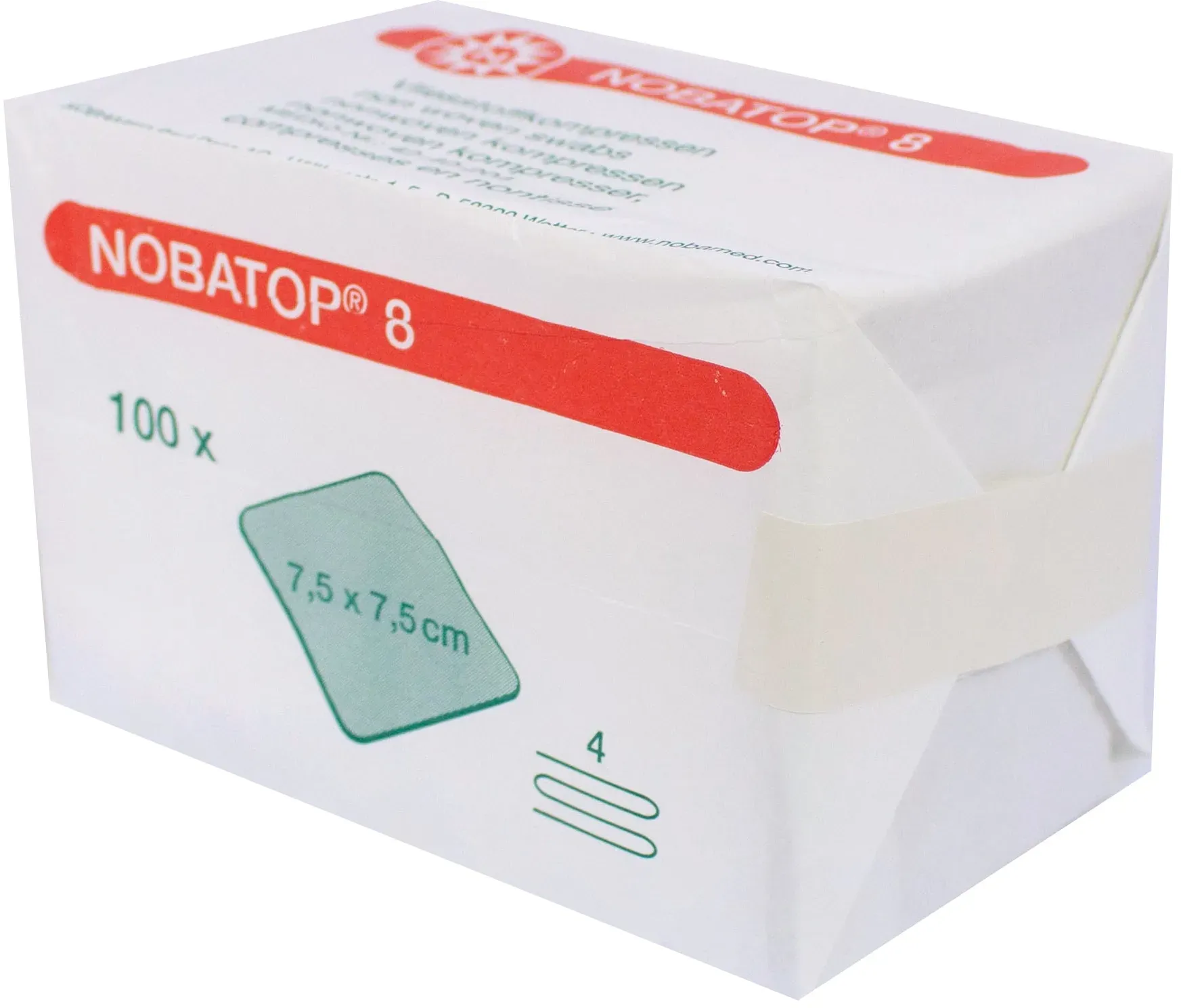 Noba Nobatop 8 Vliesstoffkompressen 4-fach 20 x 100 = 2000 Stück 7,5 cm x 7,5 cm