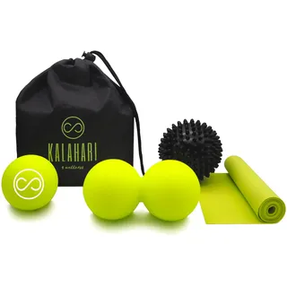 KALAHARI 4 wellness KALAHARI Massageball SET Duoball, Igelball, Faszienball Fitnessband zur Faszientraining. Praktische Taschen und E-Book Übungen auf Deutsch