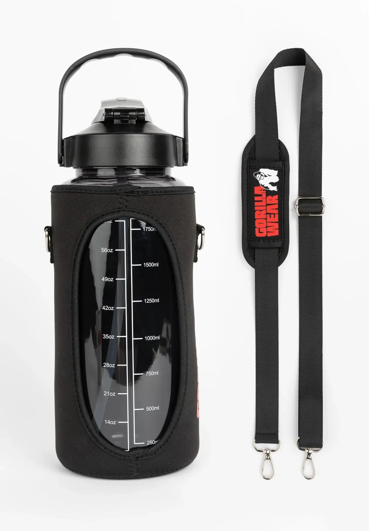 Wasserflasche Mit Hülle 2L - Schwarz