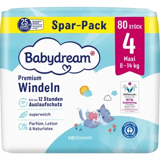 Babydream Premium Windeln Größe 4 Maxi, 80 Stück, 8-14 kg - 80.0 Stück
