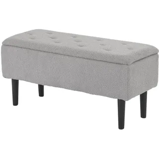Homcom Sitzbank mit Stauraum, Bettbank, Polsterbank mit Klappdeckel, Samtoptik, Truhenbank, für Wohnzimmer, Schlafzimmer, Grau, 95 x 38 x 45 cm Esszimmer, Bänke, Sitzbänke