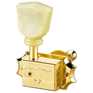 Schaller »G-SERIES DELUXE KEYSTONE MACHINE HEADS - GOLD - 3L/3R - SINGLE RING - SOLID HEADSTOCK POST 21.7mm« Mechaniken für E-Gitarre - Set mit 6 Stück